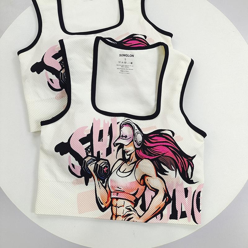 Girl'S One-Piece Cup Beautiful Back Vest Shockproof High Strength Fitness Golf Yoga Vest Women'S Outer Wear - Image 2
